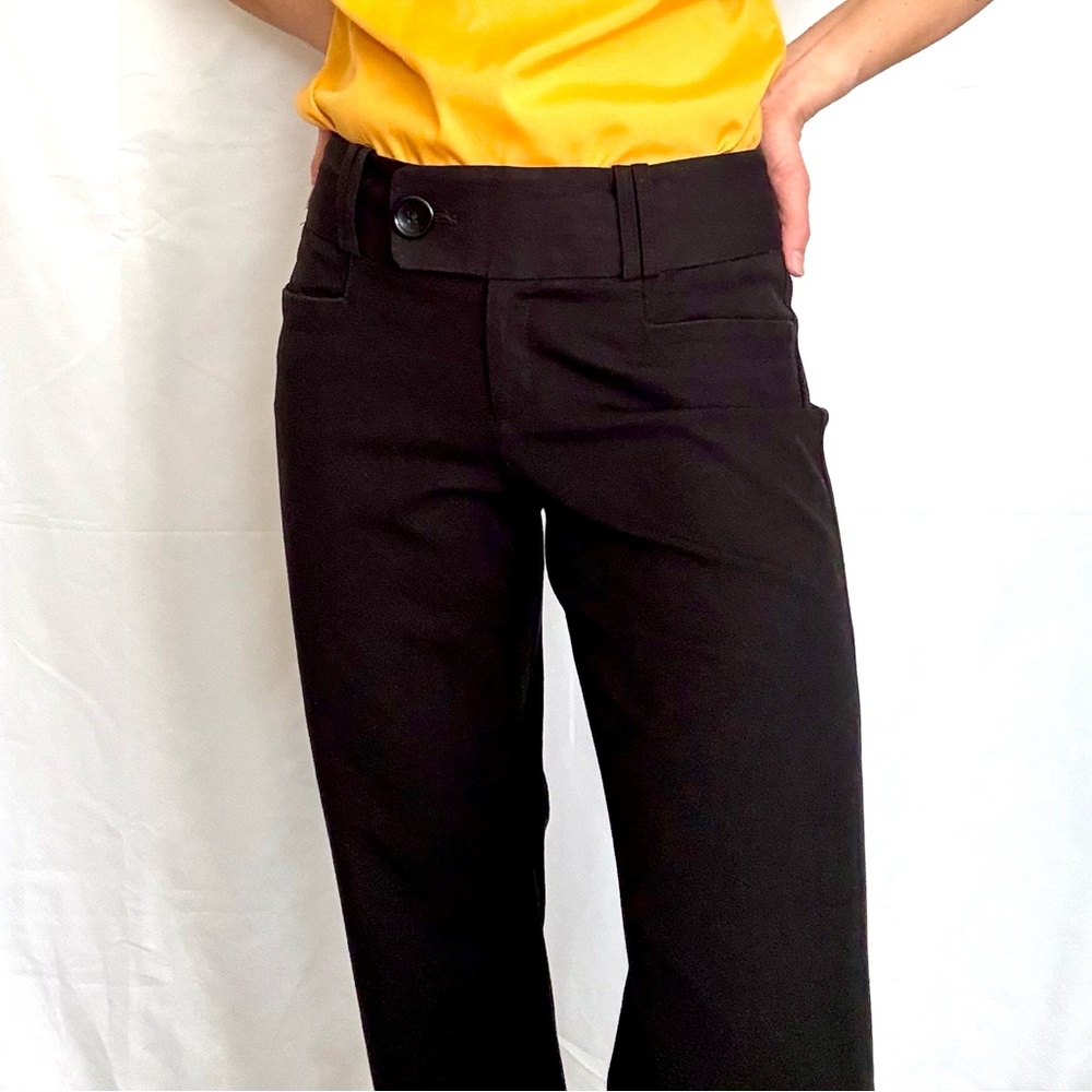 Banana Republic Martin Fit Black Boot Cut Flare Pants Large Button Tap Size 0 - Picture 2 of 11